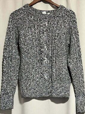 Gap Cable Knit Sweater Marled Black & White Size M